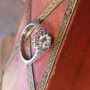 Cubic Zirconia Halo Style Engagement Ring Everyday Ring, Size 8.5